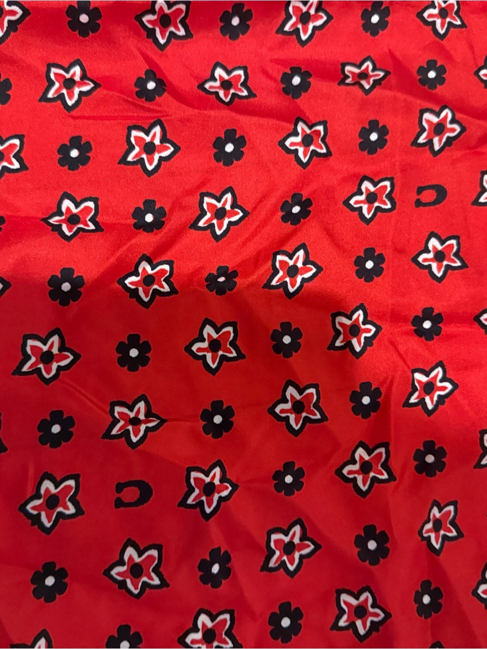 Red COACH bandana print silk scarf 35” square